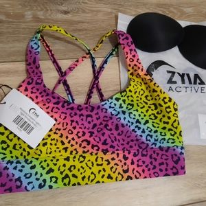 NWT & bag! ZYIA rainbow leopard Light n tight bra
